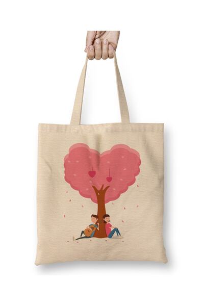 Toyaso Valentine's Day Gift for Lover 06 White Cloth Bag Long Handle Shopping...