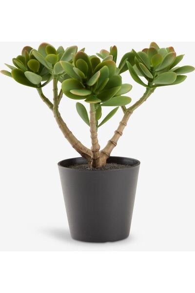 DavidaHome Planta artificiala, cu frunze verzi, in ghiveci, 23 cm