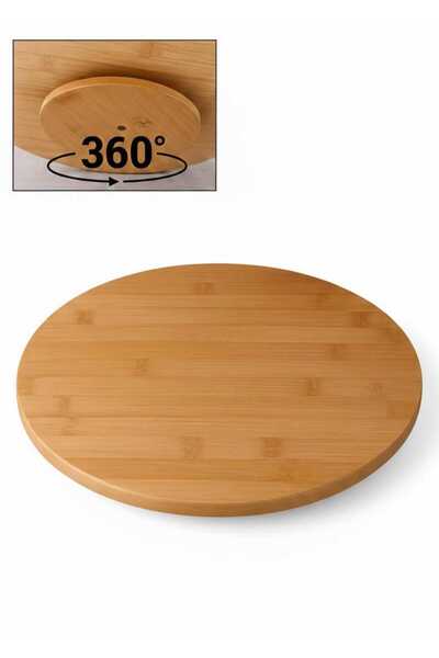 NO BRAND Bambu 360 Derece Dönen Servis Sunum Tahtası