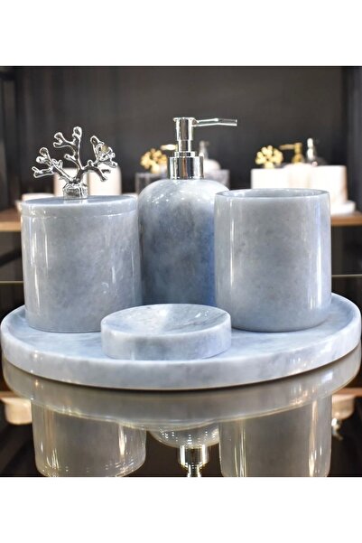 SAMM MARBLE Gri mermer banyo seti 5 li