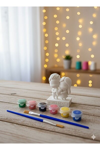 METAKEY3D Yılın En İyi Çifti DIY Boyanabilir 3D Figür Sanat ve Hobi Kiti (6 B...