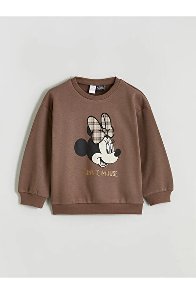 LC Waikiki Minnie Mouse Printed Girls' Sweatshirt and Shorts Skirt Set