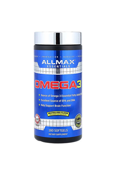 ALLMAX زيت السمك أوميغا 3 الأساسي مع EPA وDHA، 180 كبسولة هلامية