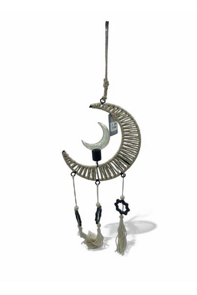 Generic A Ramadan crescent moon, sand-colored and illuminated with a small LE...