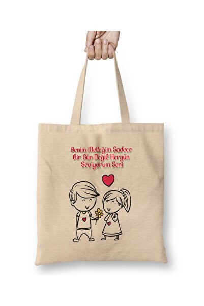 Toyaso День закоханих Подарунок коханій 01 Біла тканинна сумка з довгими ручк...