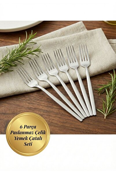 TARIK HOME 6 Parça Modern Paslanmaz Çelik Yemek Çatalı Seti