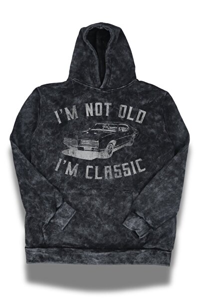 Fuddy Moda Hanorac unisex cu glugă, lavabil, cu textul „Nu sunt bătrân, sunt ...