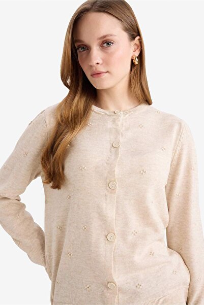 DeFacto Regular Fit Crew Neck Knitwear Cardigan G7634Ax26Sp