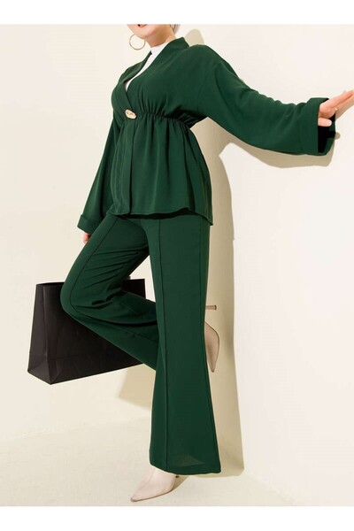 Burcia طقم مكون من قطعتين مع إكسسوارات ذهبية وحزام خصر مطاطي