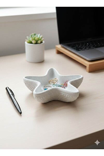 METAKEY3D منظم مكتبي ومجوهرات مزخرفة على شكل نجمة - ملمس رخامي غير لامع