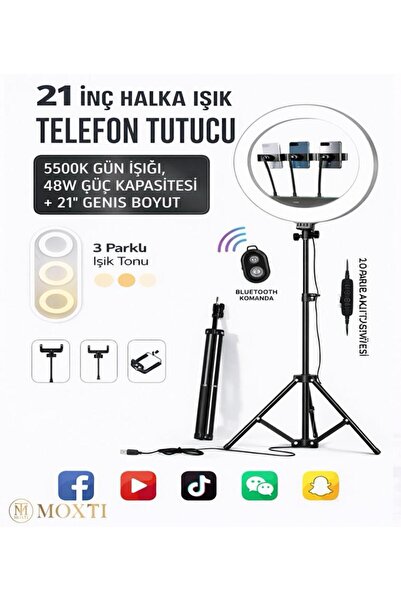 Moxti Ring Light LED Işık Halkası 21 Inç 54 cm Profesyonel Stüdyo Işığı ve 21...