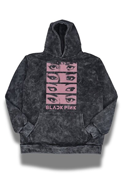 Fuddy Moda Unisex Oversized Kpop Blackpink Eyes Printed Hooded Washable Vinta...