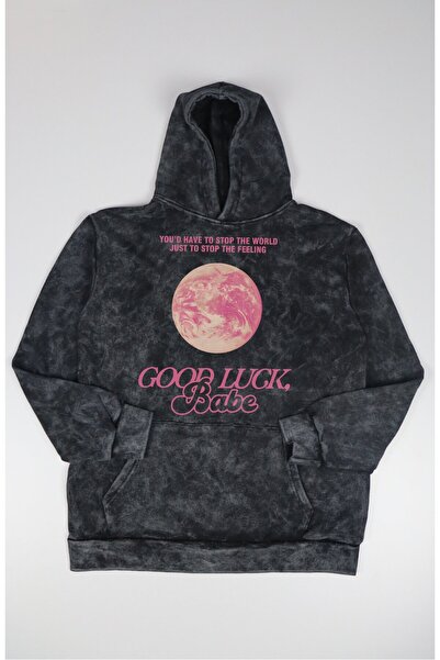Fuddy Moda Unisex φούτερ με στάμπα Good Luck Babe, με κουκούλα, που πλένεται,...