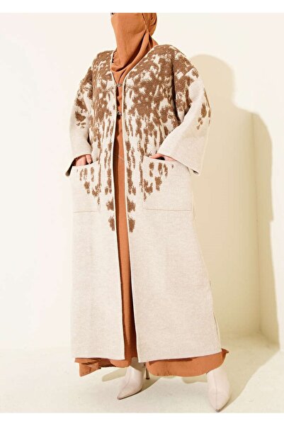 Burcia Embossed Patterned Knitwear Long Cardigan