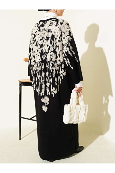 Burcia Embossed Patterned Knitwear Long Cardigan