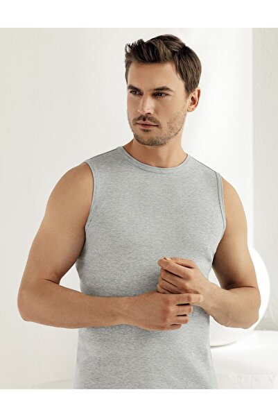 Şahinler Men'S, Gray, Sleeveless, Crew Neck, Ribbed 6-Pack Tank Top