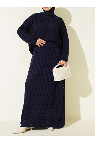 Burcia Lace-Like Knit Skirted Knitwear Double Set