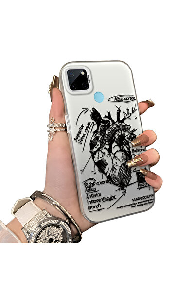 ucuc حافظة مضادة للسقوط من السيليكون المتوافقة مع Realme C25Y/C21Y، نمط إبداعي