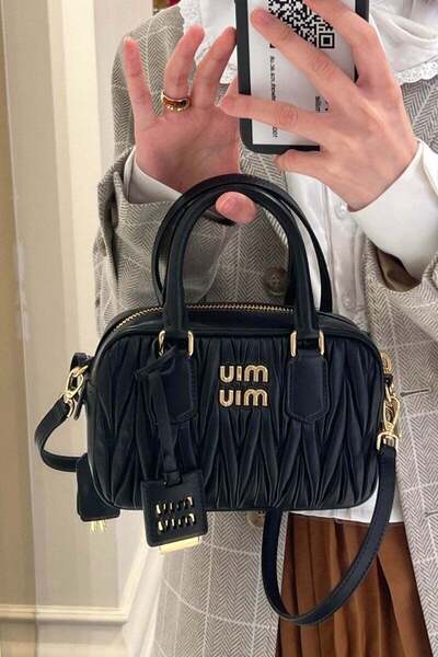 Generic Miu Arcadie Top Handle Bag in Matelassé Nappa Leather Crossbody Shoulder