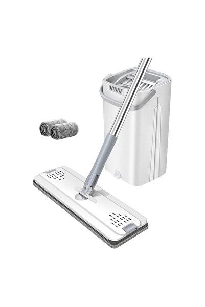 Enjoylifeme مجموعة ممسحة أرضية مسطحة ودلو بدون استخدام اليدين، ممسحة تنظيف أر...