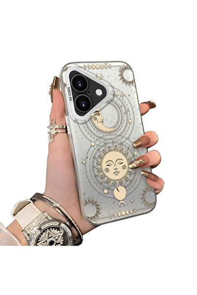 ucuc حافظة مضادة للسقوط من السيليكون المتوافقة مع هاتف iPhone 16 ذات نمط القمر