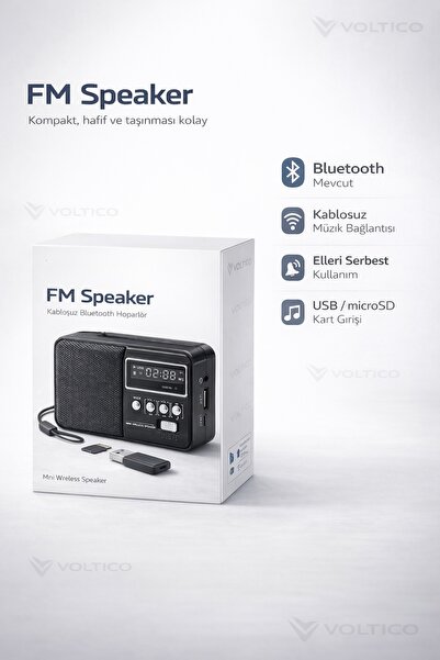 Voltico FM Speaker – Bluetooth Kablosuz Mini Hoparlör