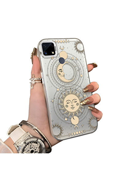 ucuc حافظة مضادة للسقوط من السيليكون المتوافقة مع هاتف Realme C25، بنمط القمر