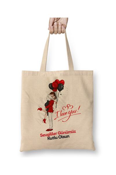 Toyaso Valentine's Day Gift for Lover 08 White Cloth Bag Long Handle Shopping...