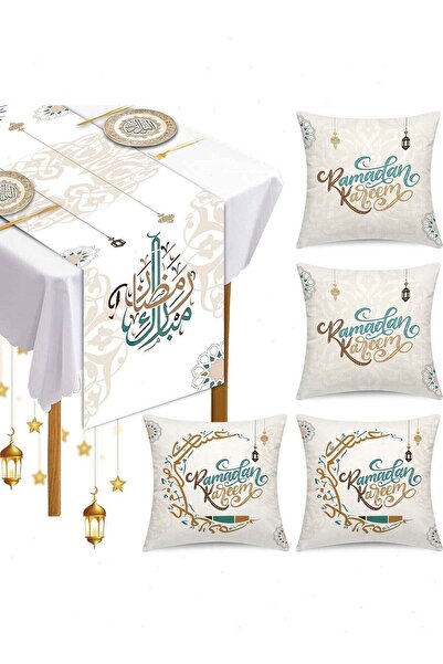 Generic 5-Pack Premium Ramadan Decor Textile Bundle, Soft Velvet Table Runner...