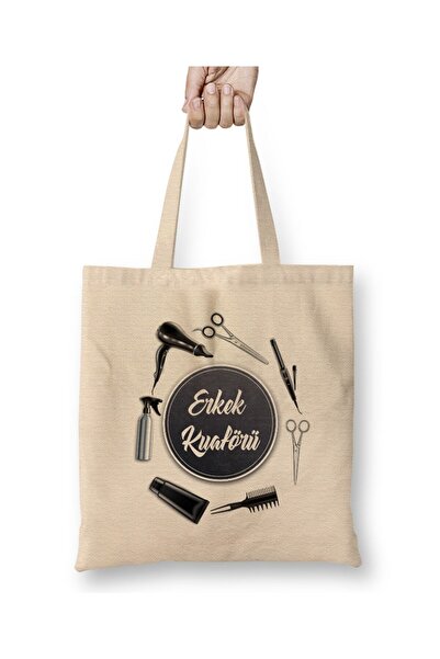 Toyaso Men's Hairdresser Barber White Cloth Bag Long Handle Shopping Bag Beac...