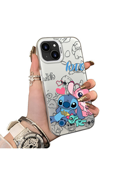 ucuc iPhone 15 Plus/14 Plus Compatible Silicone Edge Hard Back Anti-Fall Stit...