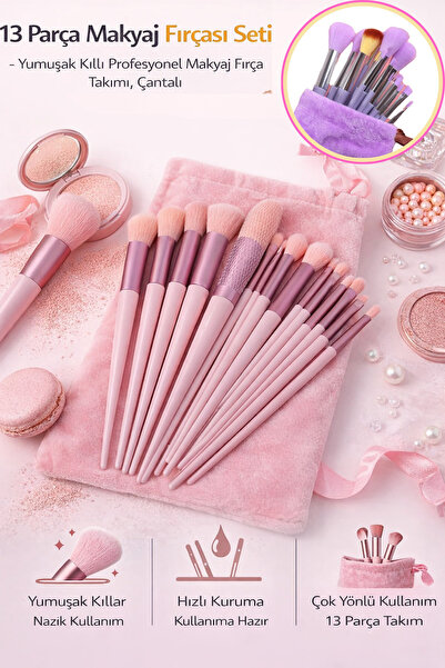 Hane Dostu 13 Parça Makyaj Fırçası Seti – Yumuşak Kıllı Profesyonel Makyaj Fı...