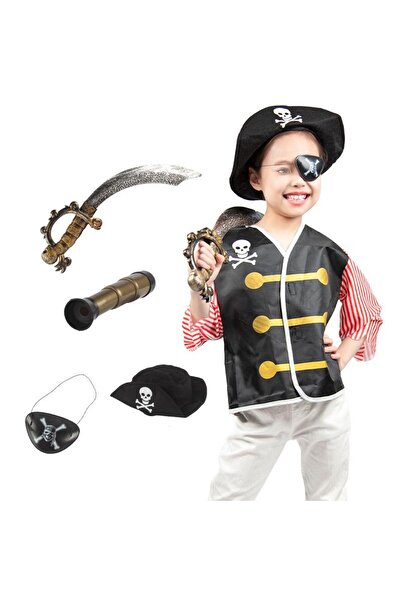 Arabest زي قرصان للأطفال، قبعة قرصان، رقعة عين، سيف قرصان، زي تنكري للأطفال