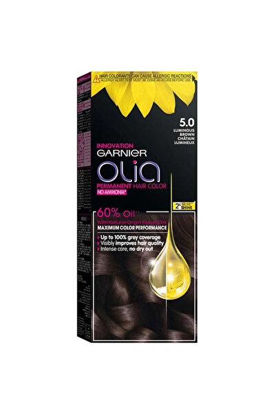 Garnier Olia, No Ammonia Permanent Hair Color With 60% Oils, 5.0 Luminous Brown