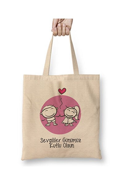 Toyaso Valentine's Day Gift for Lover 010 White Cloth Bag Long Handle Shoppin...