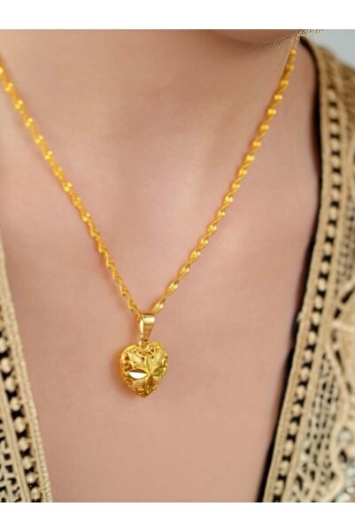 ALZAHR Exquisite 24k gold plated heart-shaped pendant necklace, versatile for...