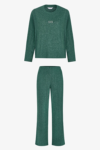 Penti Dark Green Rain Soft Thermal Effect Pants Pajama Set