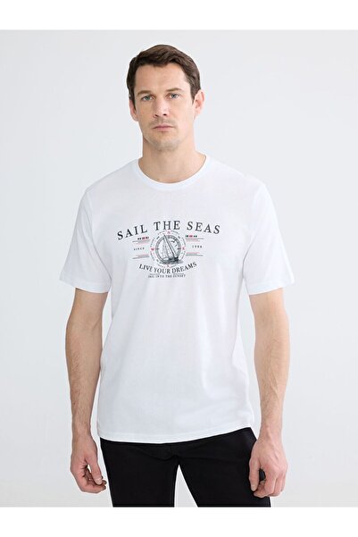 LC Waikiki Lcwaikiki Classic Crew Neck Printed Combed Cotton Mens T-Shirt