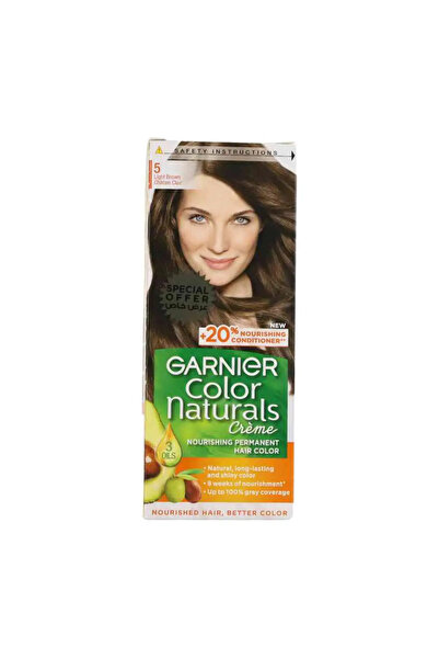 Garnier Color Naturals Creme, Nourishing Permanent Hair Color- Code 5, Light ...
