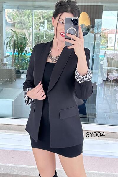 İnce Topuk سترة ليوبارد بقطع قماش مخيطة معاً 6y004