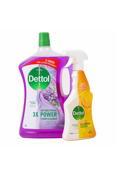 Dettol منظف أرضيات قوي مضاد للبكتيريا برائحة اللافندر سانت 3 لتر + منظف برائح...
