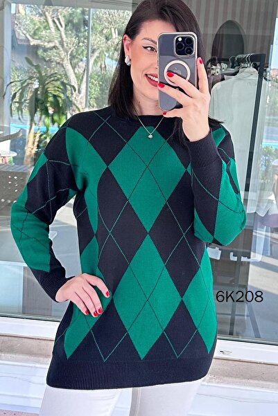 İnce Topuk تيشيرت تريكو بنمط البقلاوة 6k208