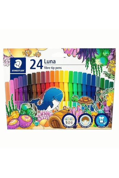 Staedtler أقلام تلوين ورسم لونا ذات رؤوس من الألياف بألوان متنوعة - 24 قطعة