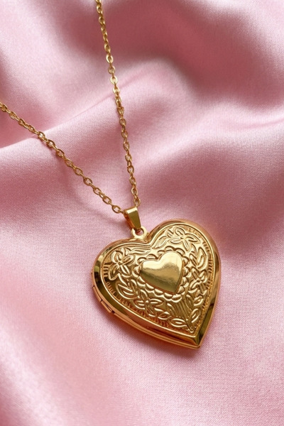 Elifsu Jewelry Kalpli İçi Açılan Anı Kolyesi Çift Kolyesi Fotoğraf Koyulabili...