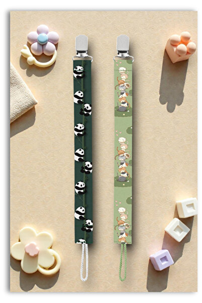 Mia Aurora Emzik Askısı Emzik Tutucu Bebek Emzik Zinciri Panda ve Papatya Fig...