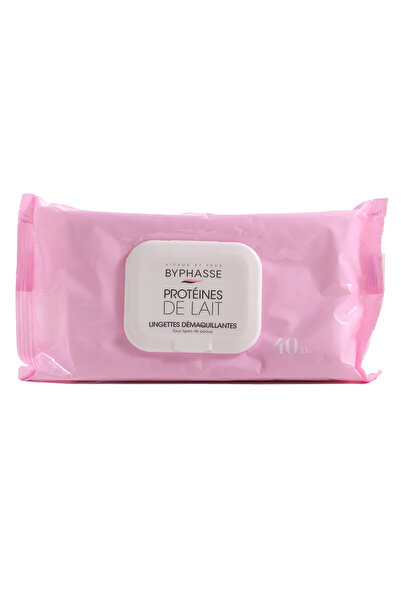 BYPHASSE مناديل مزيلة للمكياج ببروتينات الحليب، مناسبة لجميع أنواع البشرة، عب...