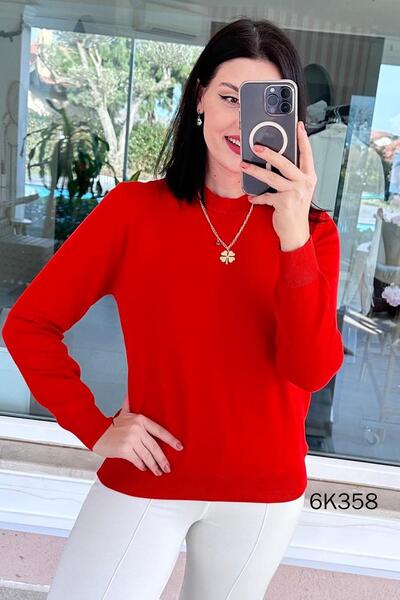 İnce Topuk Crew Neck Mercerized Knitwear Blouse 6K358