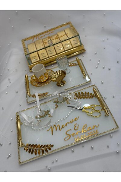 GÜRLEK TEKSTİL Tavă de logodnă, Tavă pentru cerere în căsătorie, Foarfecă, In...