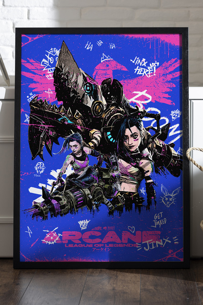 Duvarda Arcane Siyah Ahşap Çerçeveli Poster, Dekoratif Oyun Duvar Tablosu