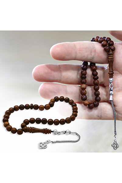 Tesbihane Kuka Tesbih - 925 Ayar Gümüş Püsküllü - Koyu Kahverengi - Mini Boy ...